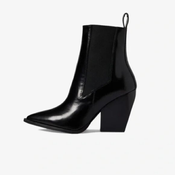 All Saints Womens Ria Point Toe Black Leather Block Heel Ankle Boot. 39/9 - Picture 2 of 13